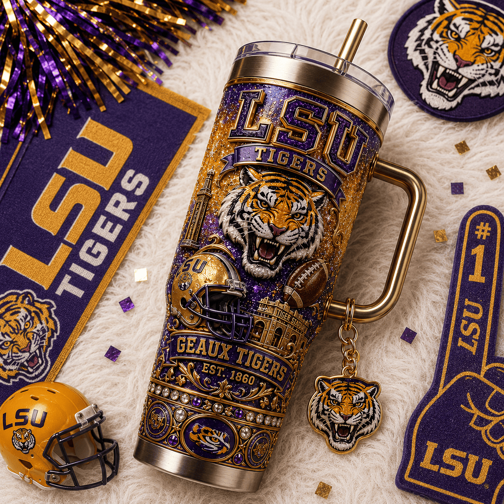 LSU 40oz Tumbler With Handle TTNL