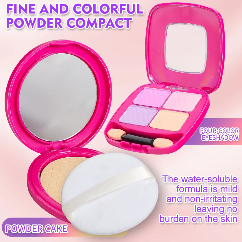 Kids Washable Makeup Kit for Girls - 28 PCS Real Makeup Set for Toddlers Children Princess Dress Up Toys for 3-12 Year Old Girls